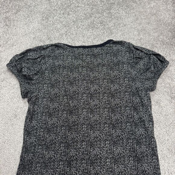 Theory Ginny Tweed Ruffle Silk Midi Shift Dress Womens XS Petite Black White - Picture 4 of 16